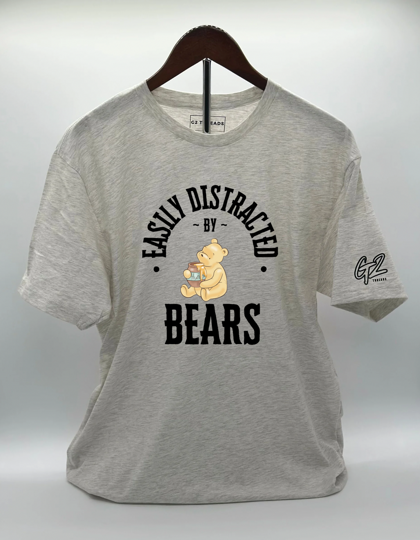 “DISTRACTED BEAR” 100% Cotton T-Shirt